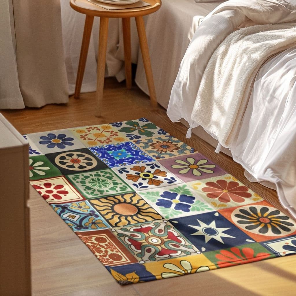 Tapete Decorativo 118x70cm Antiderrapante Sala, Quarto, Espaço Azulejo