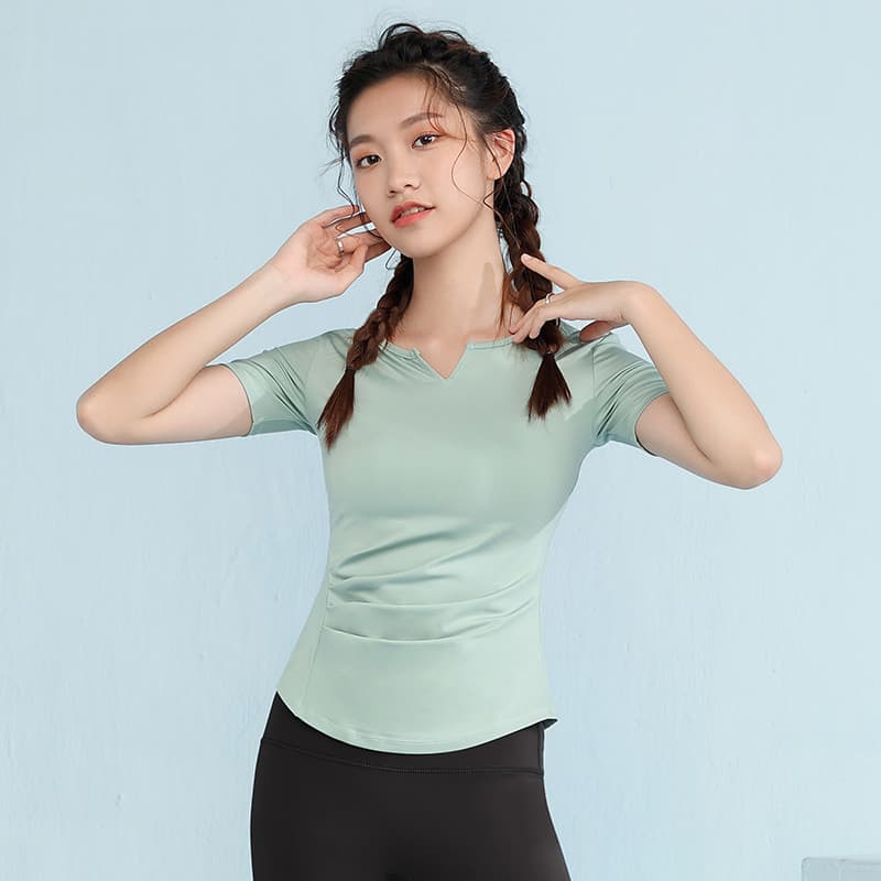 Esportes topo feminino de manga curta de secagem rápida roupas de Fitness correndo High-End sentido apertado roupas de Y