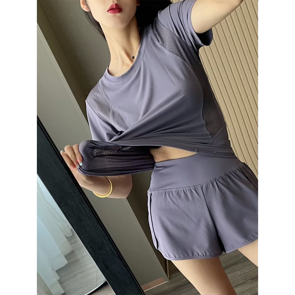 Verão fino roupas de Yoga terno feminino solto respirável correndo roupas de Fitness de secagem rápida profissional tama