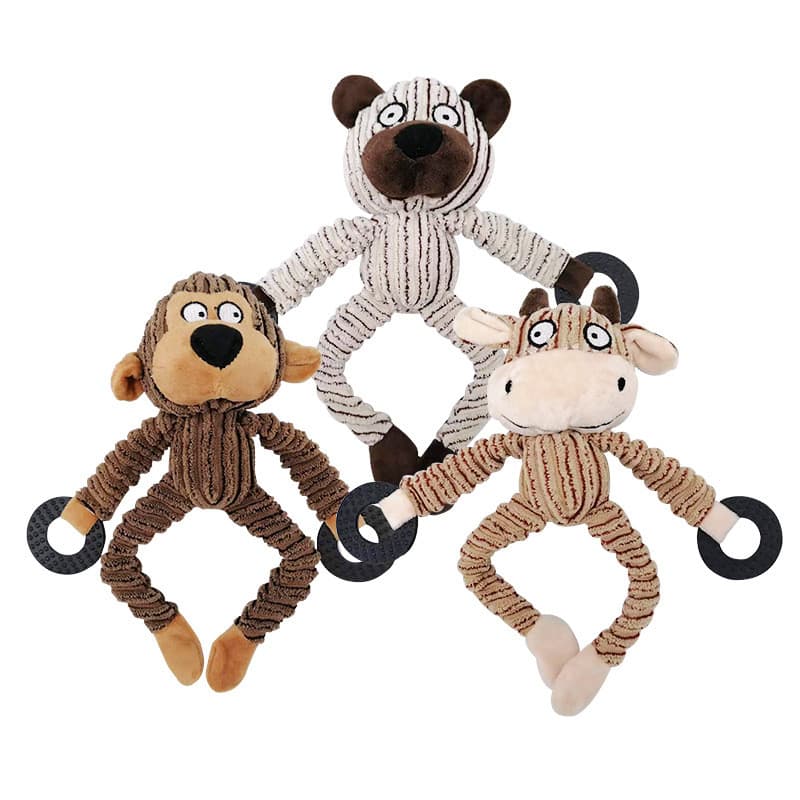 Brinquedo Do Cão Veludo Mastigar Forma Animal De Pelúcia Para Cachorro Gatos Squeaker Brinquedos