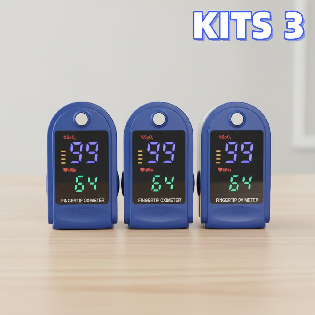 Kits 3 Oxímetro Portátil de Dedo para Crianças Leitura Rápida Display Colorido