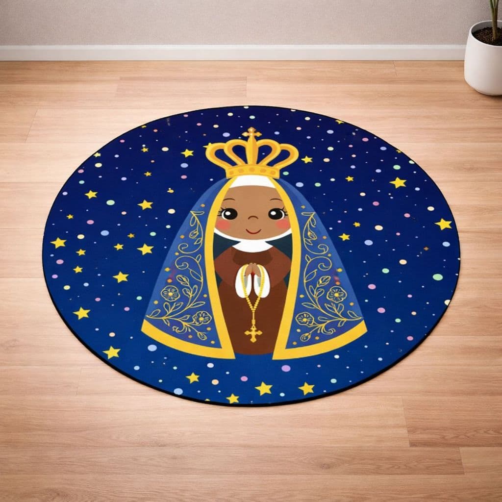 Tapete Redondo Decorativo 88cm Antiderrapante para Sala e Quarto 2175