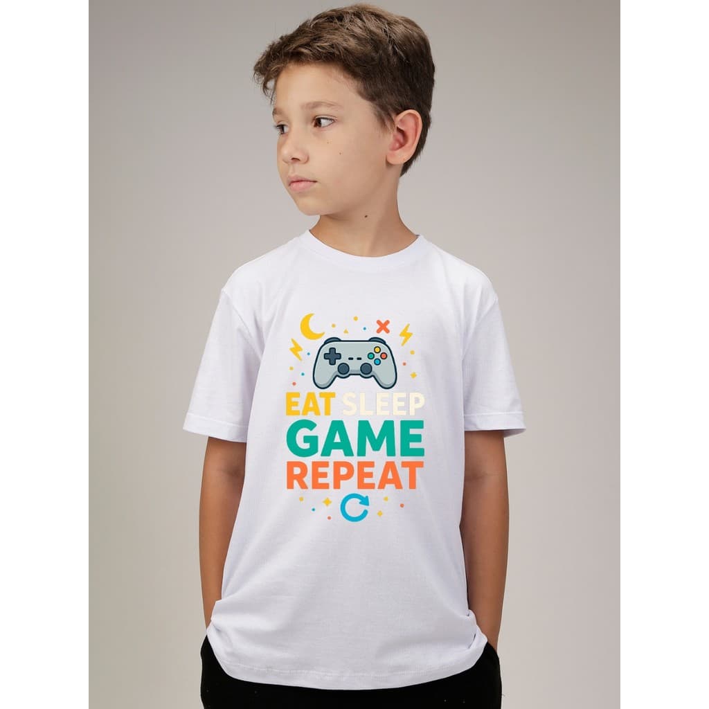 Camiseta Infantil – Tema Gamer Vídeo Game – Estampa Gamer Super Divertida Controle vídeo game