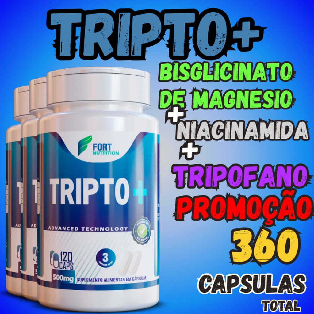 Suplemento Tipto+ - Triptofano + Magnésio + Vitamina B3 | Bem-Estar, Relaxamento e Sono de Qualidade