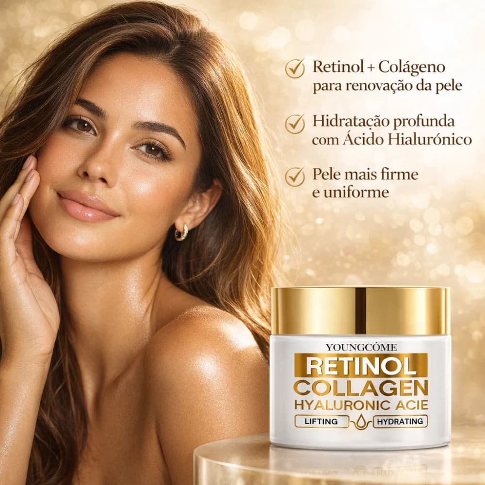 Creme Retinol Anti Idade Ácido Hialurônico Facial Linhas Finas Rejuvenescedor
