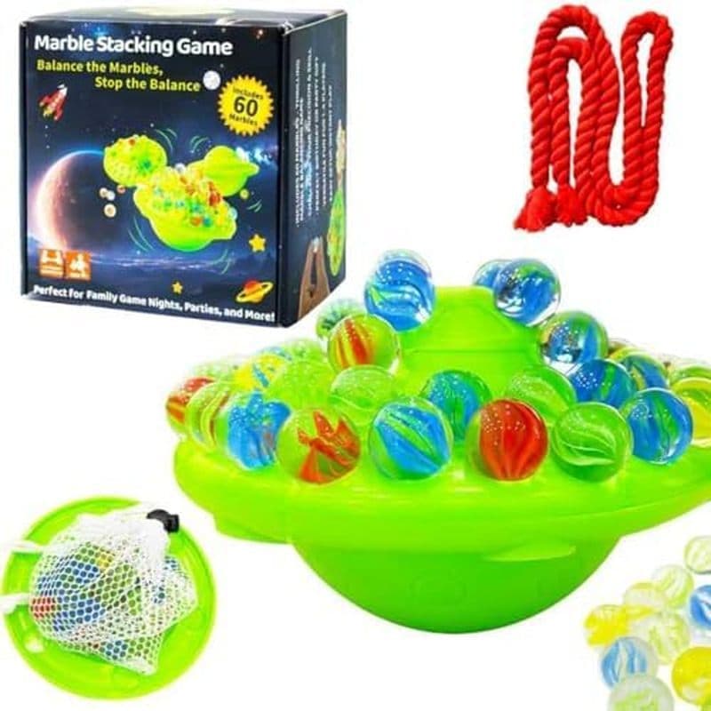Jogo De Tabuleiro Av Marble Balance – 60 Mármores De Vidro Coloridos Com Base De Armazenamento | Família Emocionante & a