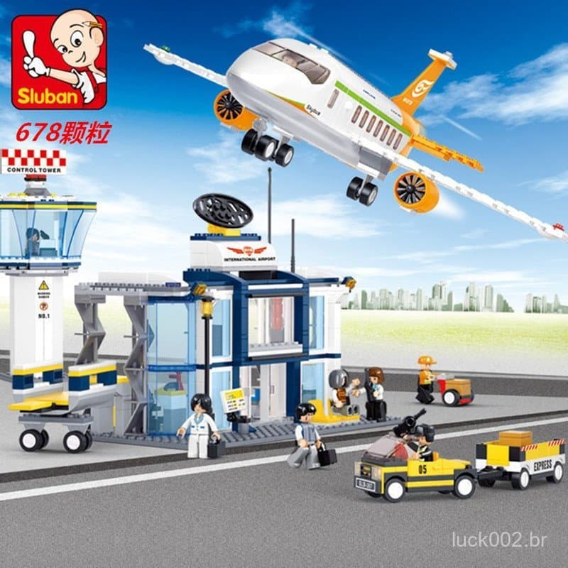 550 Peças de Blocos de Montar Lego para Montagem de Modelo de Avião de Passageiros, Brinquedo de Construção de Aeroporto