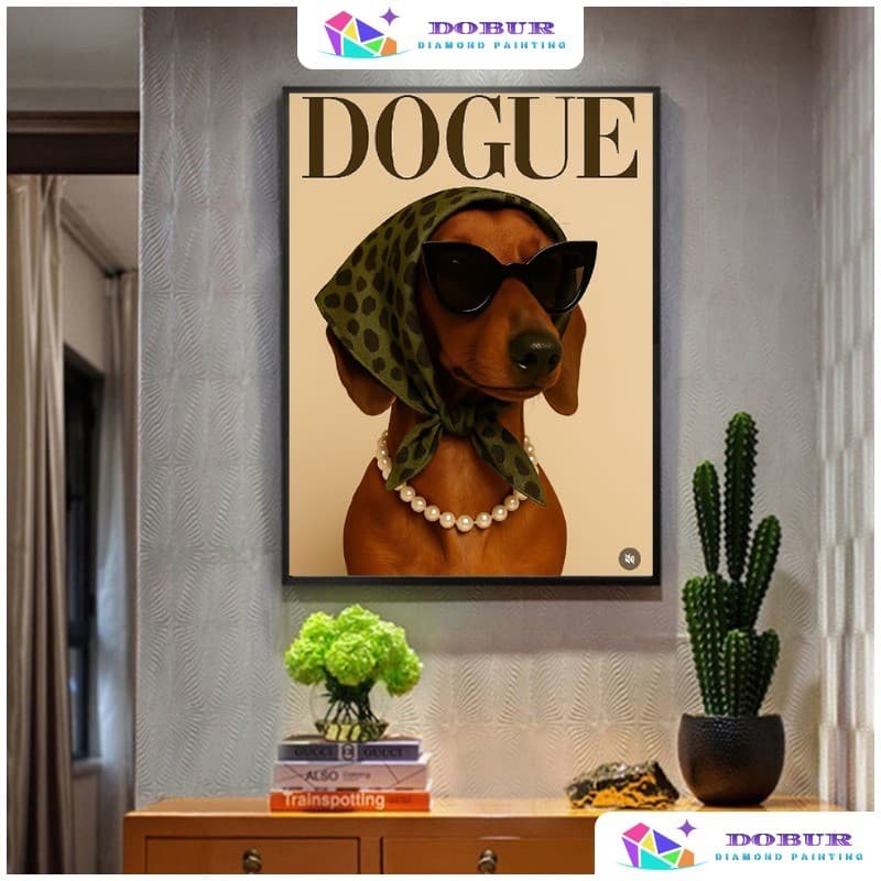 DOBUR | Conjunto De Pintura Diamante Um Cachorro Lendo Jornal Enquanto Sentado No Banheiro 5D DIY Redondo/Quadrado Tela 