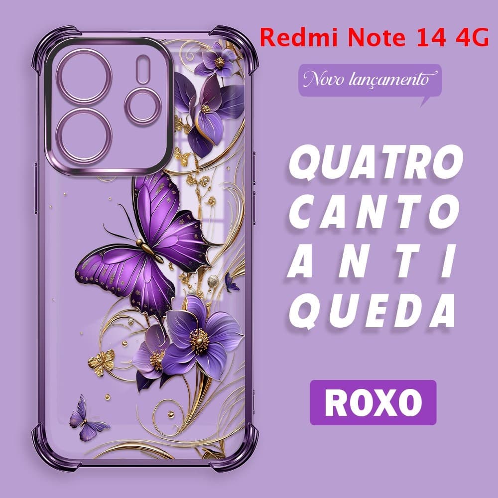 Capa Para Xiaomi Redmi Note 14 4G Capinha Anti Choque Case Transparente 0647 FS