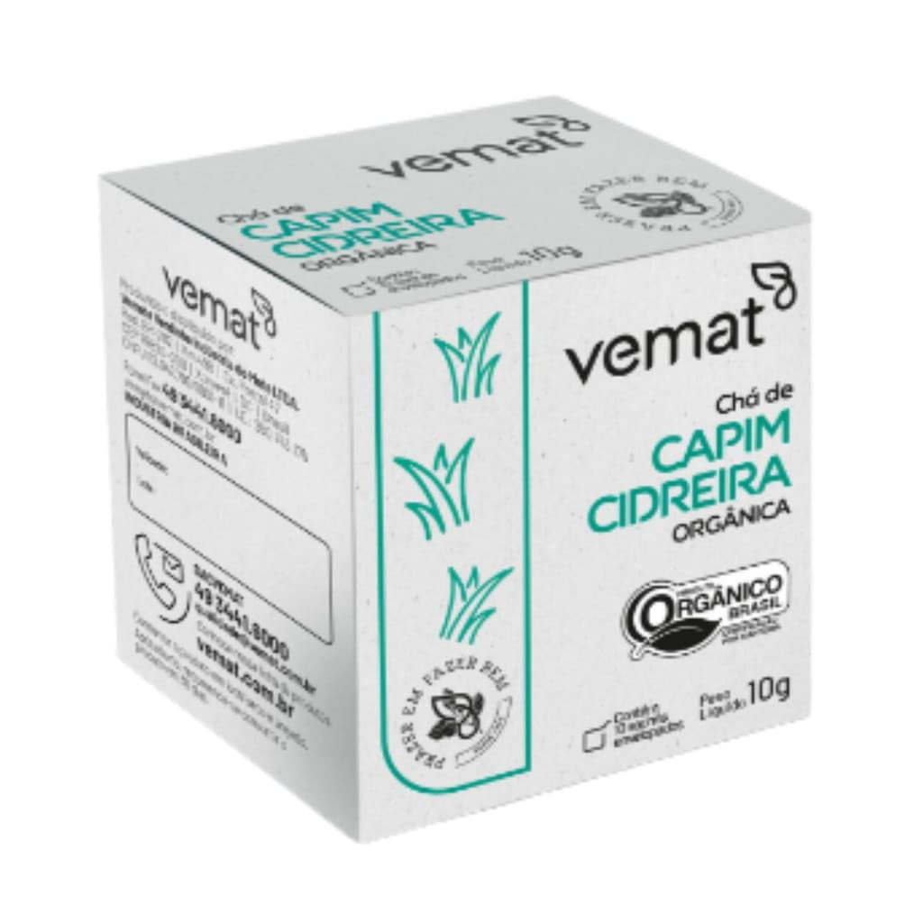 Chá Capim Cidreira | Orgânico | 10 Sachês 10g | Vemat