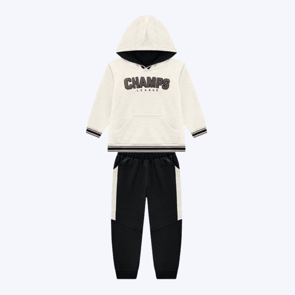 Conjunto Casaco Moletom Com Capuz E Calça Moletom Infantil Menino Milon 2000831 Mescla