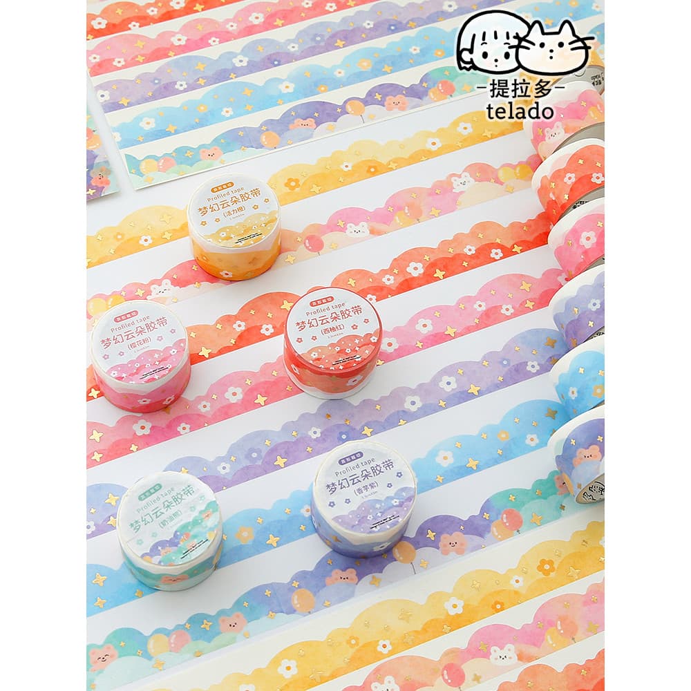Fita para notebook Tirador Fita em nuvem Pacote completo Adesivo para notebook Washi Notebook Fita de renda dedicada Bor