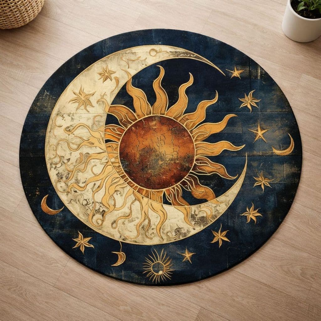Tapete Redondo Decorativo 88cm Antiderrapante para Sala e Quarto 2162