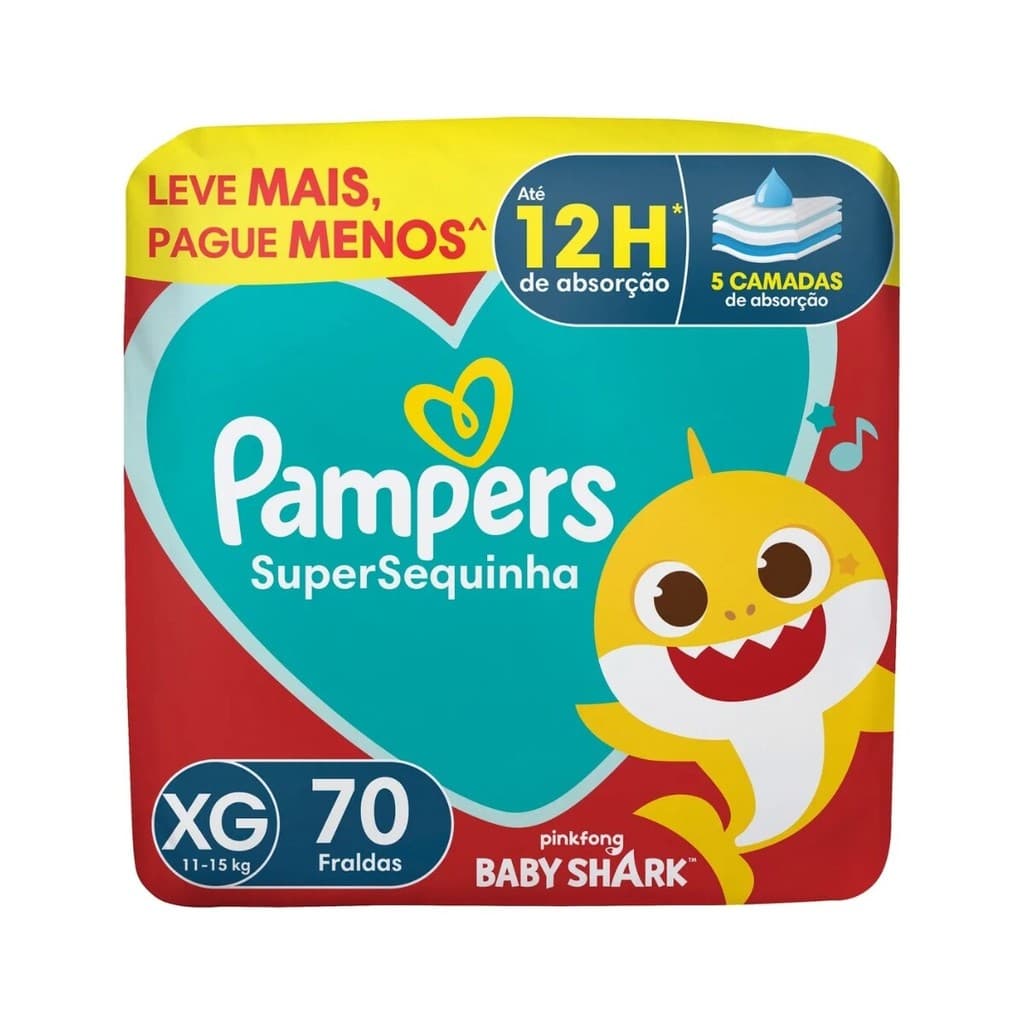 2x Fralda descartável Pampers Supersequinha Tamanho XG 70 Un