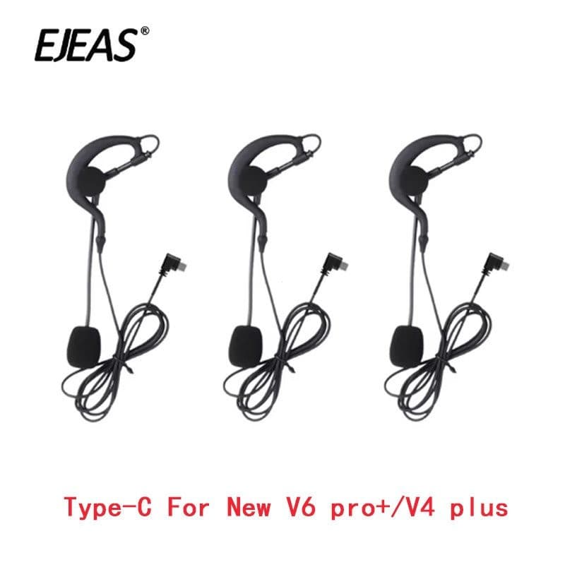 Tipo-C interface Ear-hook árbitro fone de ouvido somente para EJEAS V6 Pro + V4 Plus Interfone de motocicleta