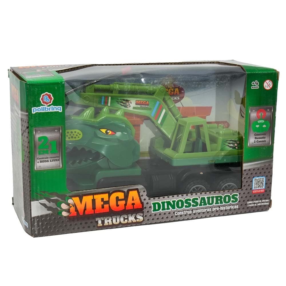 Carrinho Controle Remoto Dinossauro Escavadeira Polibrinq