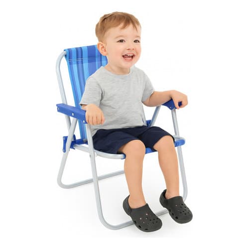 Cadeira De Praia Infantil Alumínio Azul Mor Piscina Campo Azul