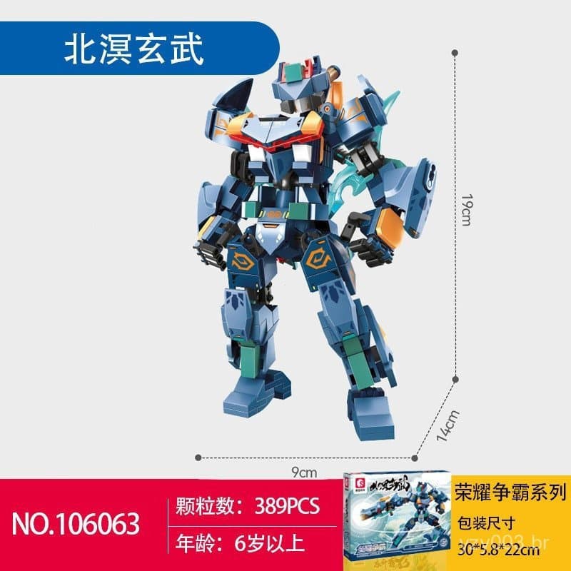 Blocos de montar Lego de 518 peças, mecha transformável do Dragão Azul, Tigre Branco, Tartaruga Preta e Pássaro Vermelho