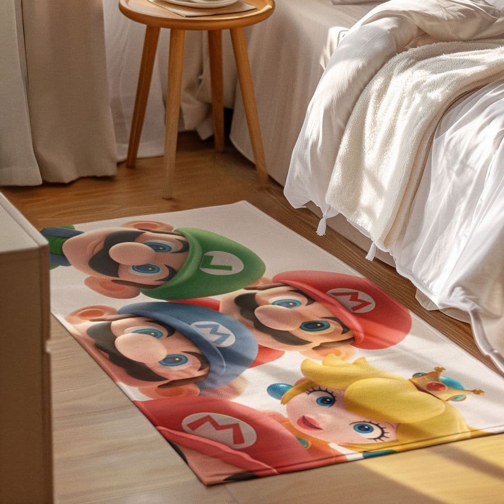 Tapete Decorativo 118x70cm Antiderrapante Sala, Quarto, Espaço Super Mario