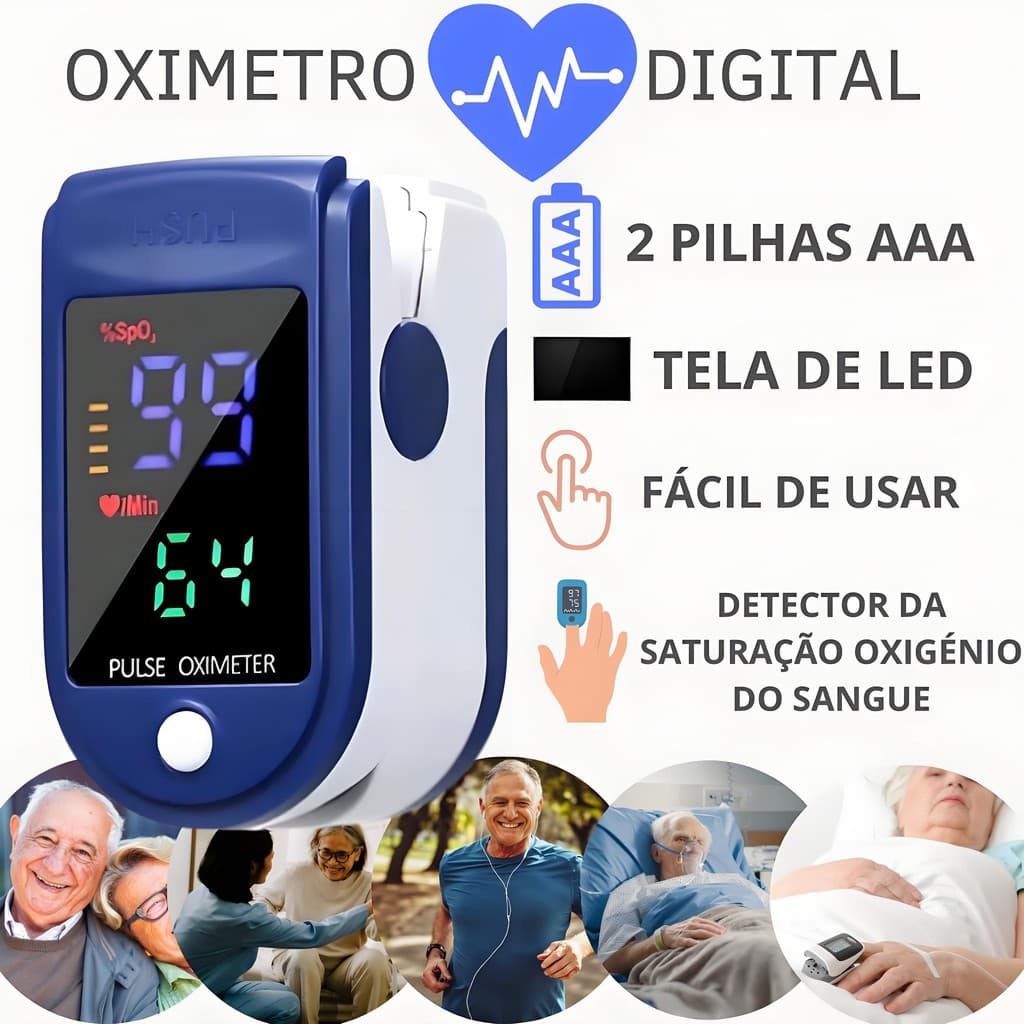 Oxímetro de Dedo Digital Portátil Com Led Upgrade de qualidade Monitor de Frequência