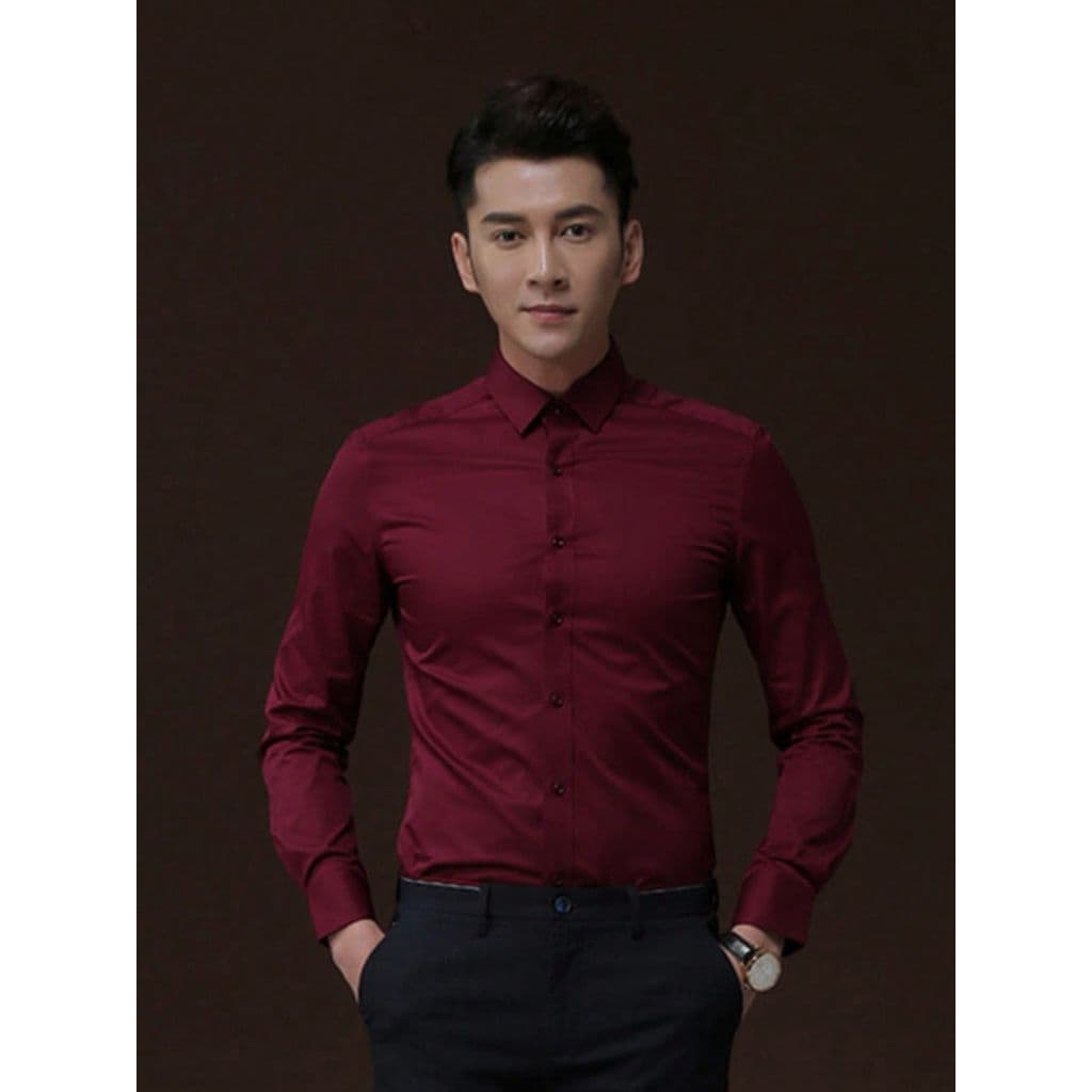 Camisa Social Masculina Lisa Slim Fit Manga Longa【r