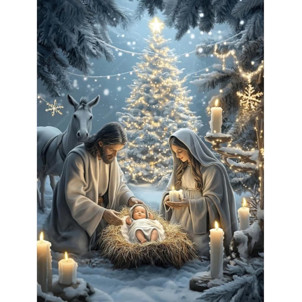 Jesus Natividade Diamond Art Kits-Natal Born 5D De Pintura De Diamante Para Adultos Iniciantes , DIY Full Drill Diamonds