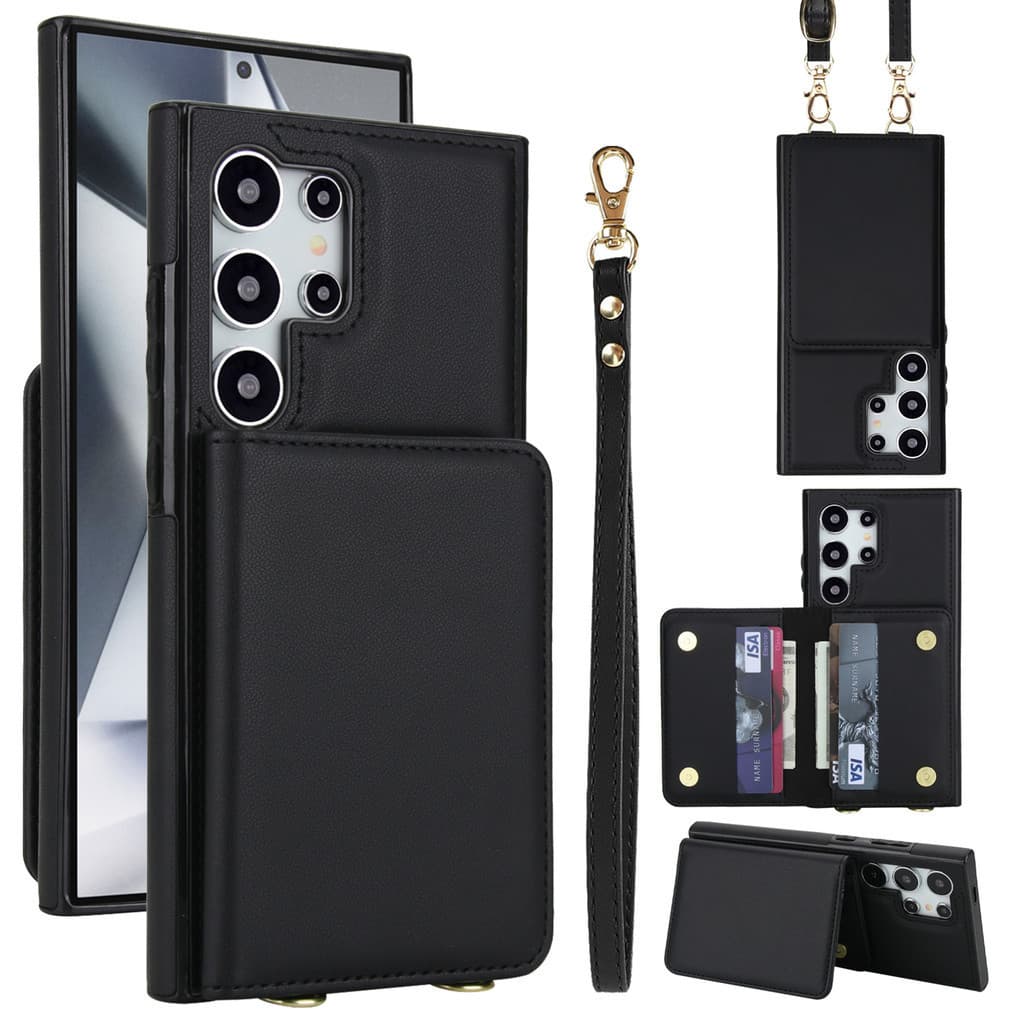 Capa com Porta-Cartões para Samsung S25 S26 Ultra com Alça Protetora, Capa para Celular Samsung S24 Ultra, Capa para Cel
