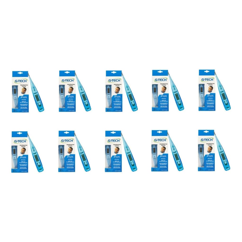 Kit Termometro Digital Axilar G-tech Com Beep - Azul 10 Und