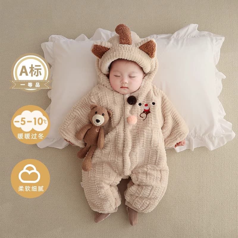Bebê recém-nascido roupas de uma peça outono inverno novo estilo outubro junho roupas de inverno bebê menina passeio rou