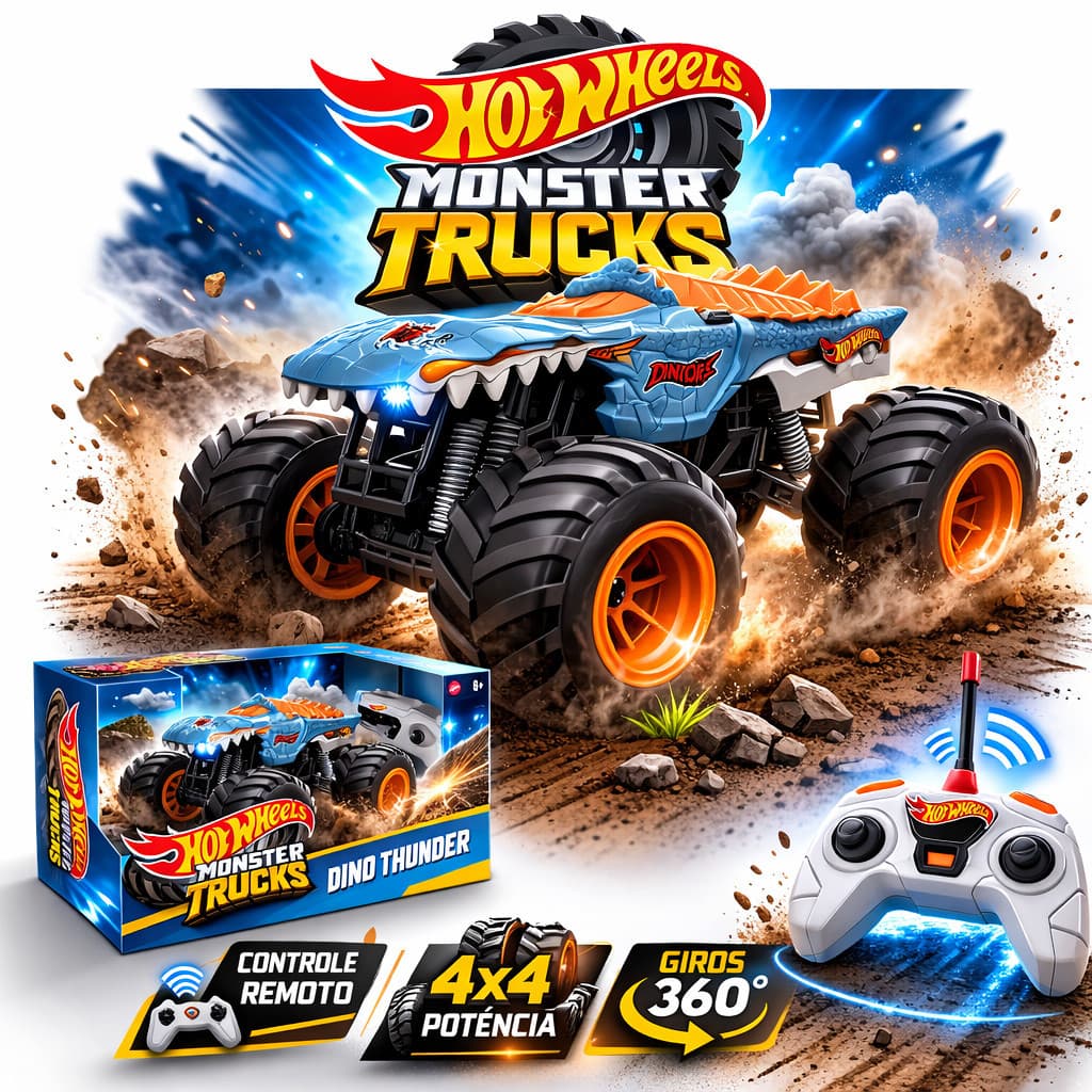 Carrinho de Controle Remoto Hot Wheels Monster Truck  Multikids