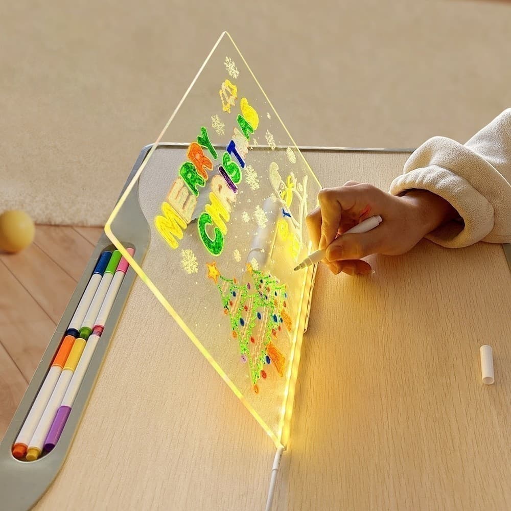 Luminária LED Escrever Abajur 3D 15X15 quadro de notas tela pra escrever decoração quarto sala casa em acrílico REAL