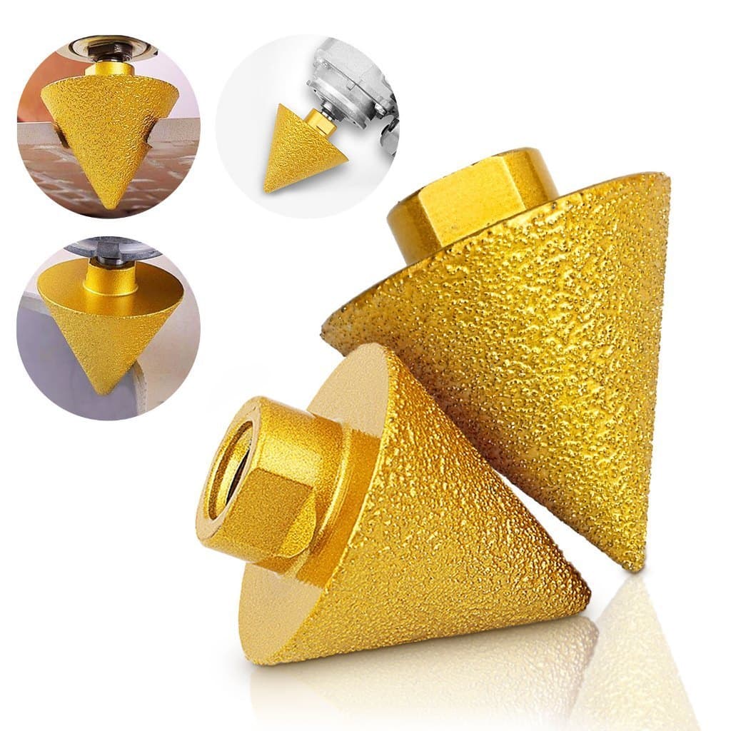 Broca De Chanfro Conica Esmerilhadeira Diamantada 50mm perfuração, chanframento e polimento.