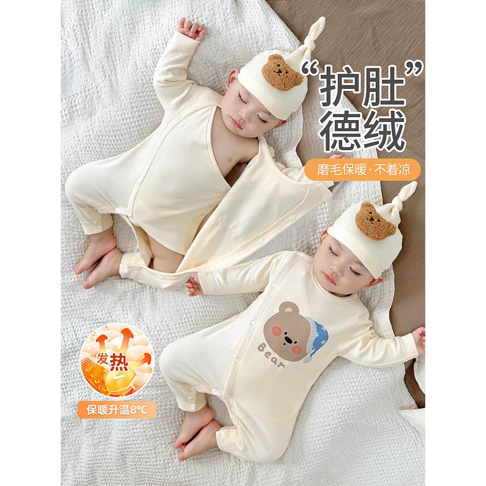 Bebê roupa interior inverno bebê menina pijamas de uma peça outono inverno crianças roupas de inverno alemão veludo quen