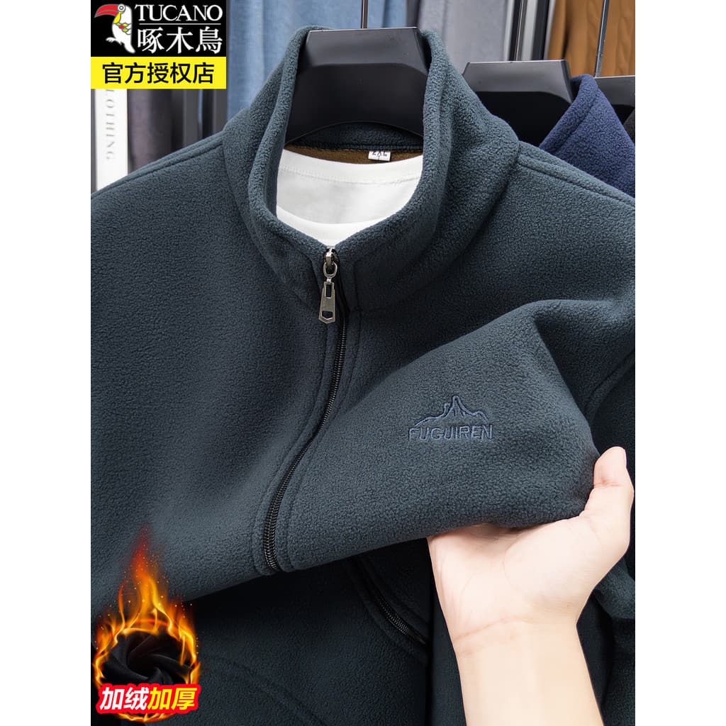Woodpecker jaqueta de lã ao ar livre masculina outono inverno lã dupla face jaqueta de lã austríaca forro gola jaqueta m