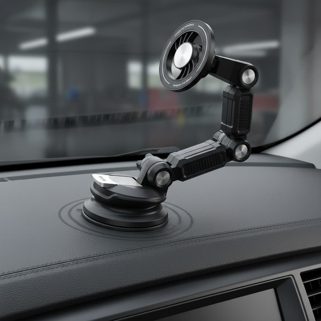 Suporte Veicular Magnético para Celular com Ventosa Reforçada Rotação 360° Ajustável