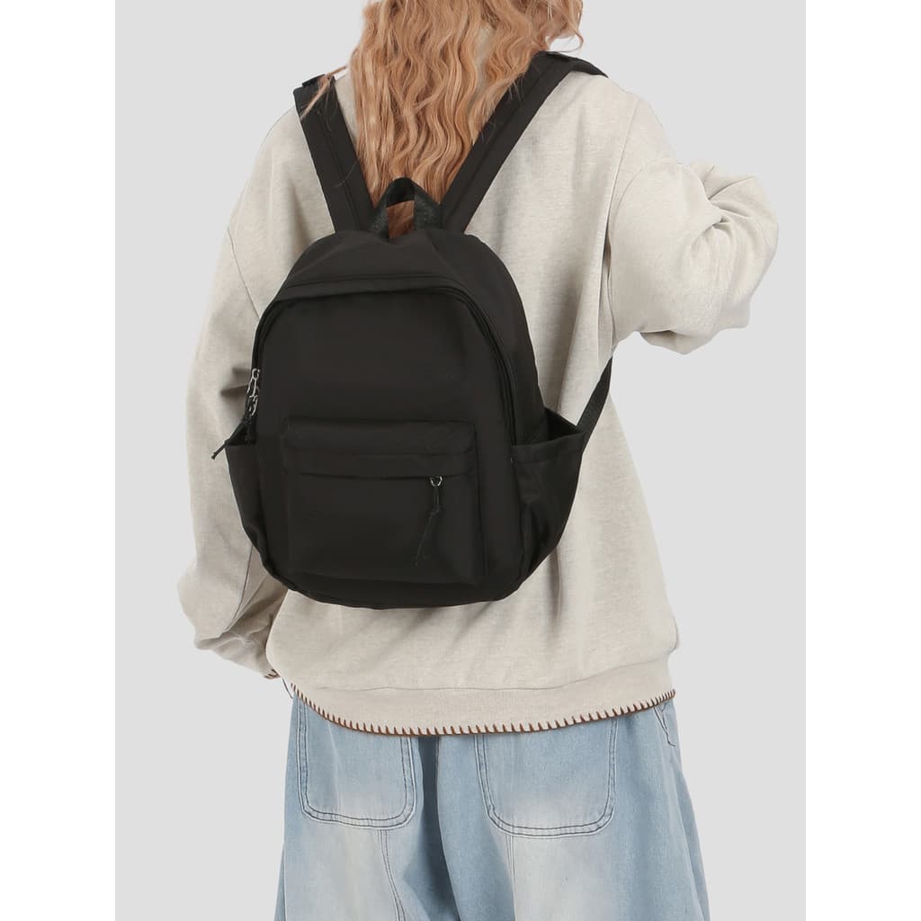 Mochila Feminina Simples Pequena Bolsa Anti-Furto Escolar Grande Nylon Reforçada Notebook Unisex 12002/6