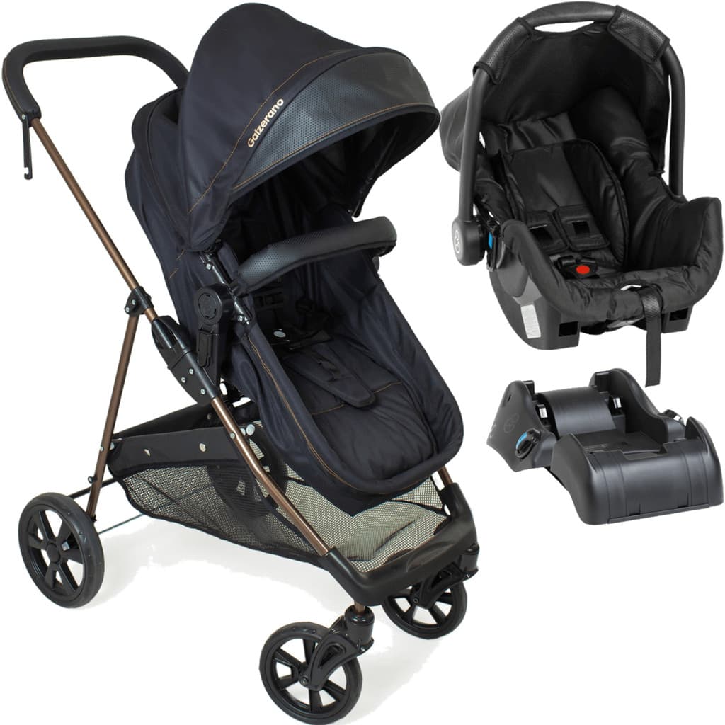 Carrinho Moises Bebe Conforto Base Galzerano Napoli G22 Preto Cobre