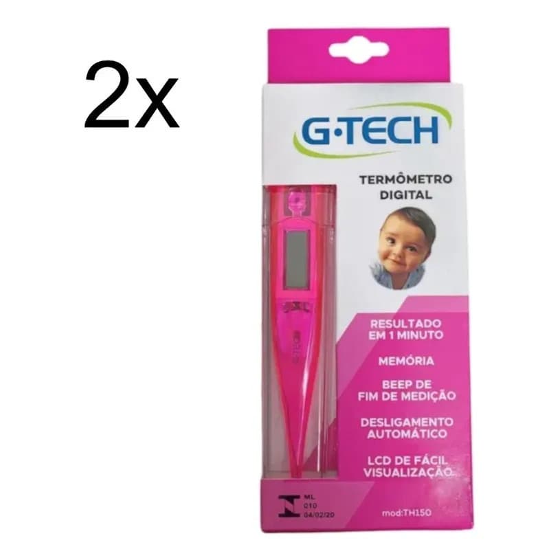 Kit 2 Termometro Digital Axilar Rosa G-tech - 2 Unidades