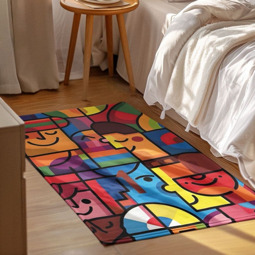 Tapete Decorativo 118x70cm Antiderrapante Sala, Quarto, Espaço Desenho
