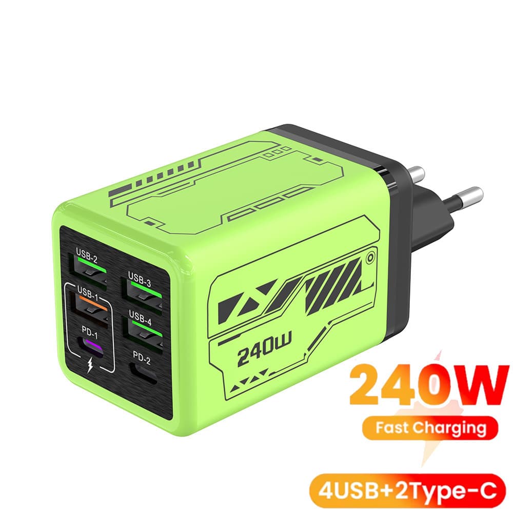 Elough Carregador USB C De 6 Portas Carga Rápida 3.0 Type Carregadores De Parede Para Telefone Adaptador De Carregamento