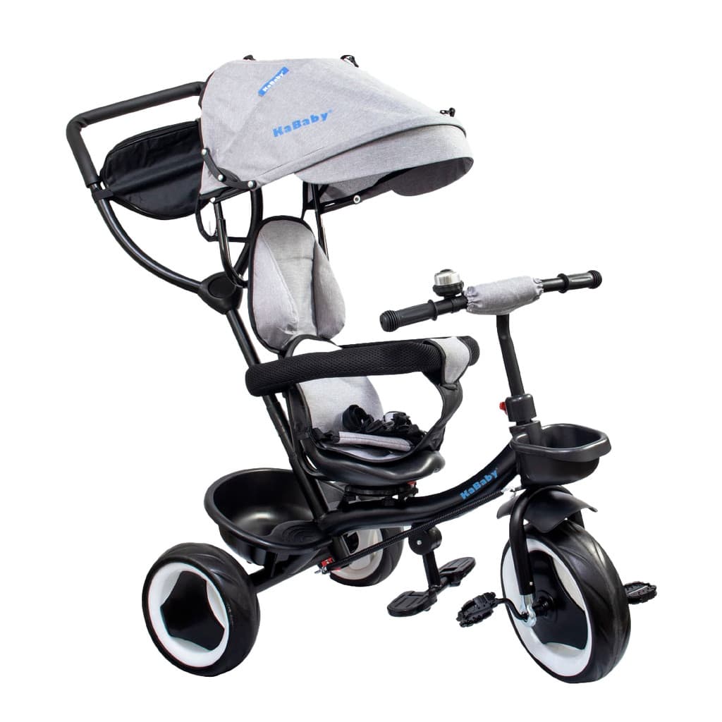 Triciclo Infantil 4 em 1 Multifuncional Carrinho de Bebê Com Empurrador e Capota Solar - Kababy