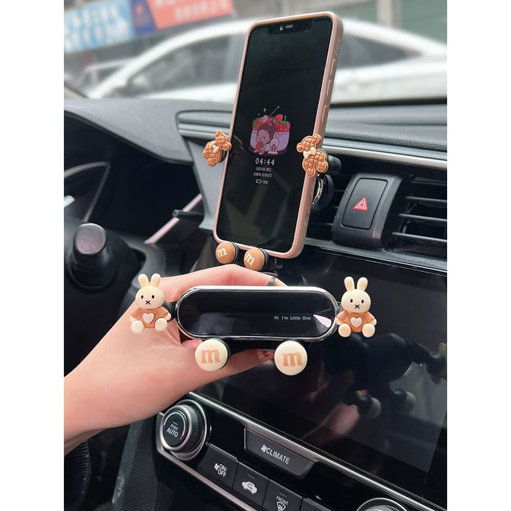2024 leite chá cor bonito suporte do telefone do carro Console central suporte de navegação quadro acessórios do carro d