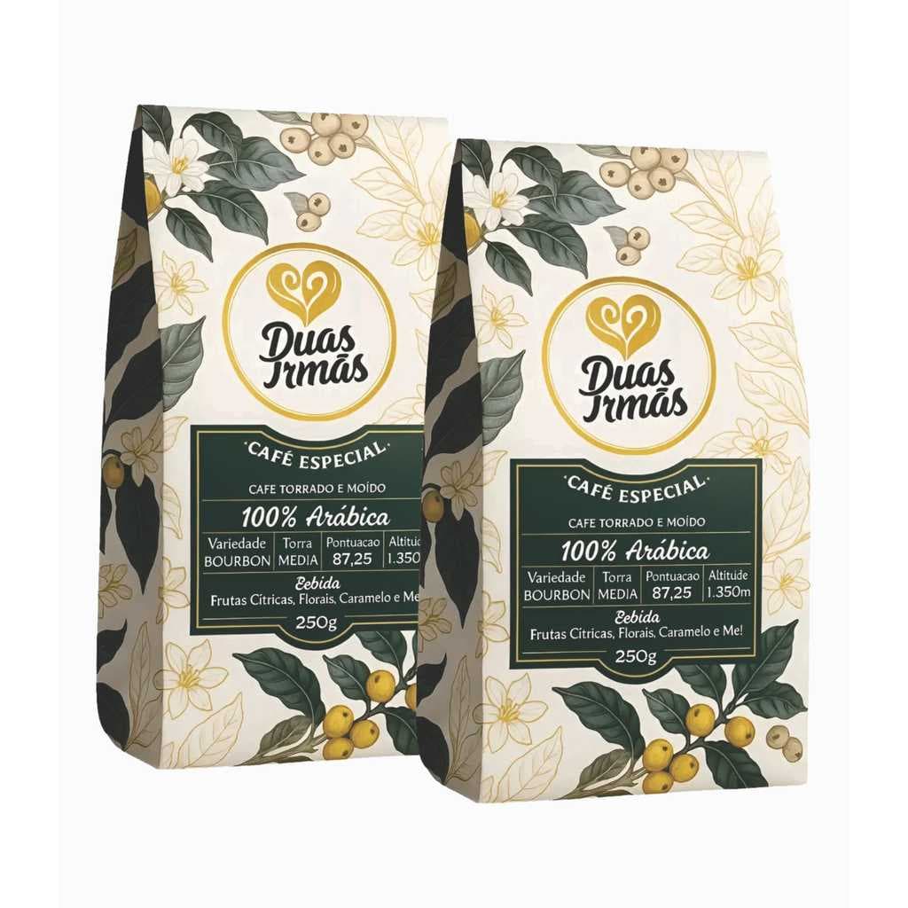 2 Cafés 250g em Grãos Duas Irmãs Bourbon 100% Arábica - Eleito melhor Café pelo Paladar Estadão de São Paulo