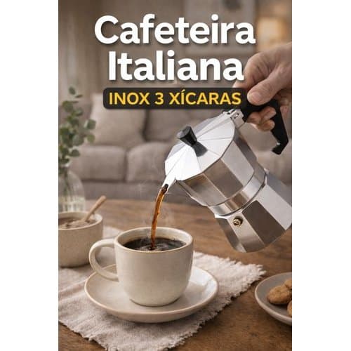 Cafeteira Italiana Inox 3 Xícaras Café Expresso Tradição Durável Praticidade Cozinha