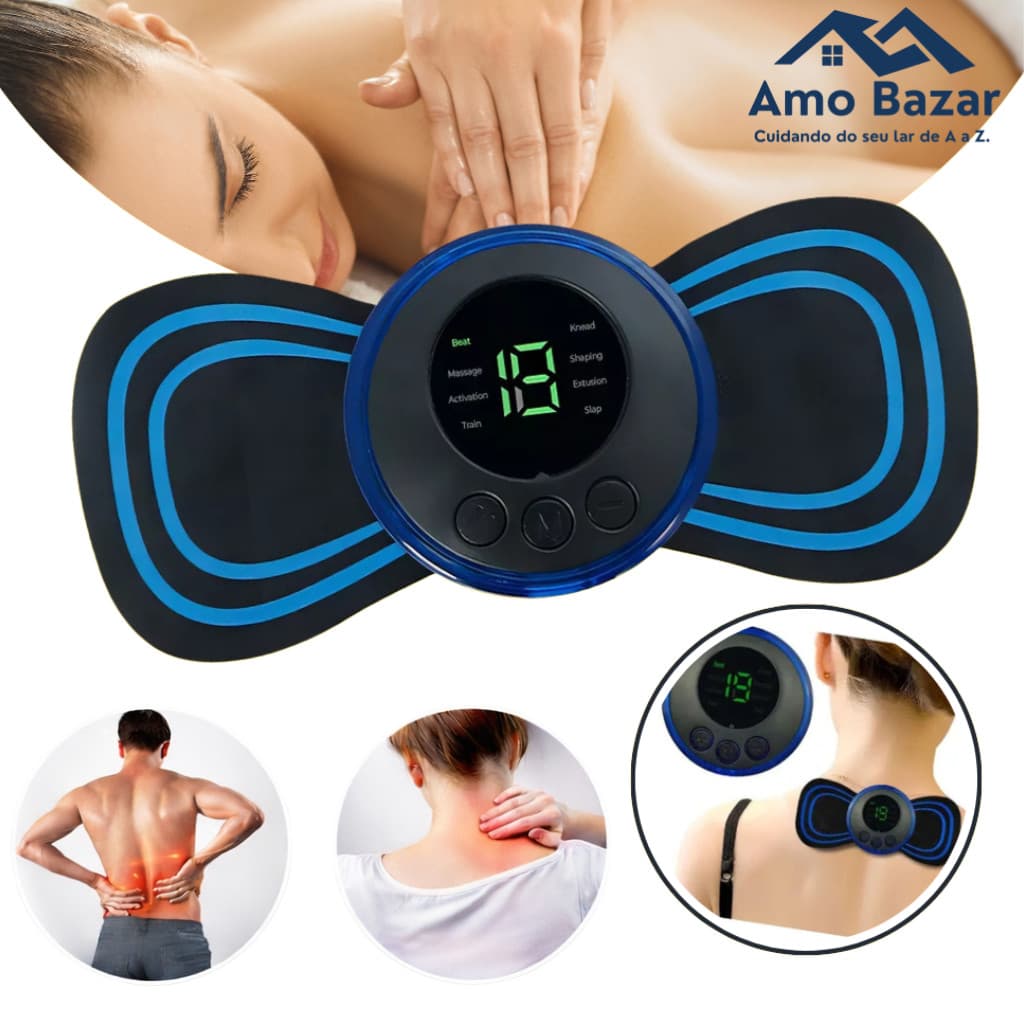 Massageador Elétrico Portátil Pescoço  Alívio Muscular Adesivo Gel Recarregável Fisioterapia Treinos