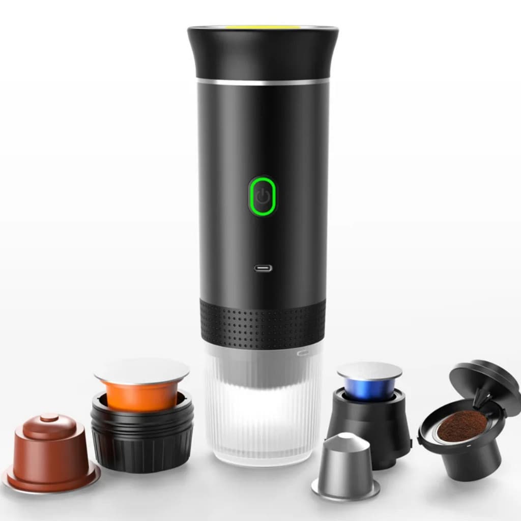 Máquina de Café Portátil Expresso 3 em 1 Recarregável Elétrica Compatível com Cápsulas e Café em Pó