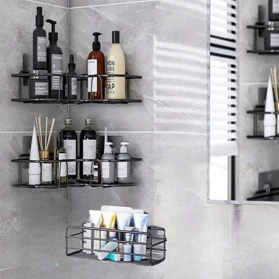 1/2/3/4 Prateleira Suporte De Banheiro Para Parede Cozinha Com Alto Adesivos Porta Shampoo Rack Casa