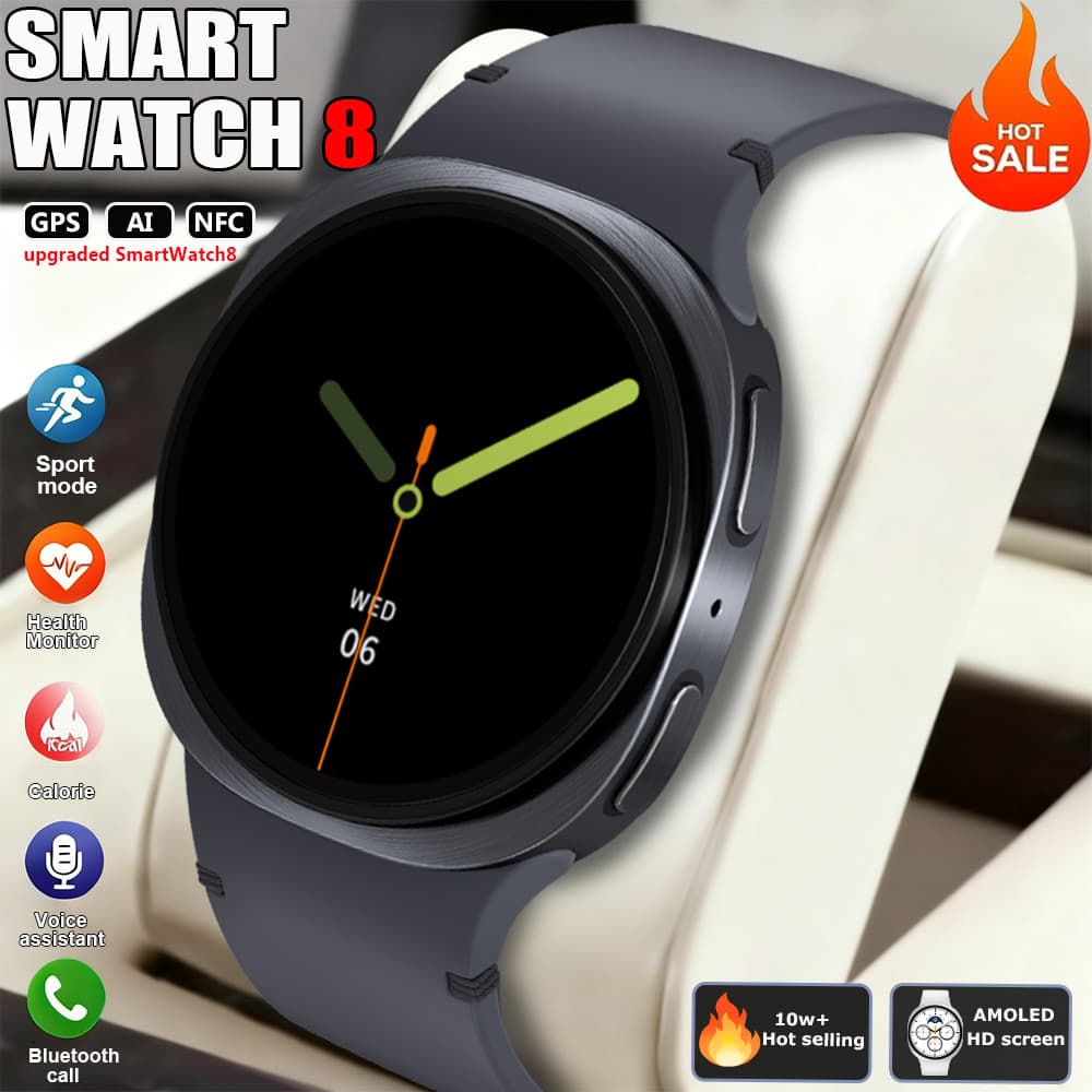 2026 Novo Relógio 8 Samsung Galaxy GPS Rastreador Smartwatch Homem Mulher Saúde Esporte AMOLED Freqüência Cardíaca NFC B