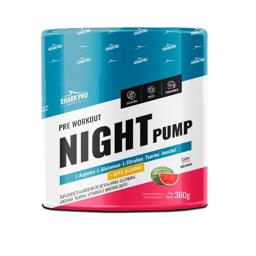 Pré Treino Sem Cafeína Night Pump Melancia 300g Shark Pro
