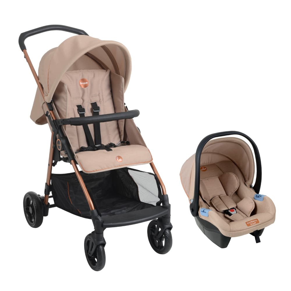 Travel System Burigotto Carrinho de Bebê Lui até 22Kg Com Bebê Conforto Materna